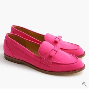 J.Crew Sueded bow loafers Sweet Fuschia